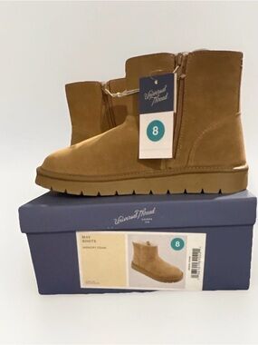 Universal Thread Tan Suede Ankle Booties with Side Zipper